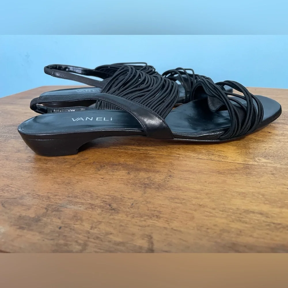 Van Eli Black Strappy Sandals Size 10W